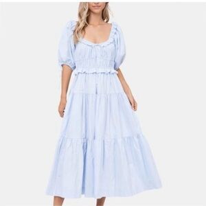 En Saison Poplin Tiered Midi Dress